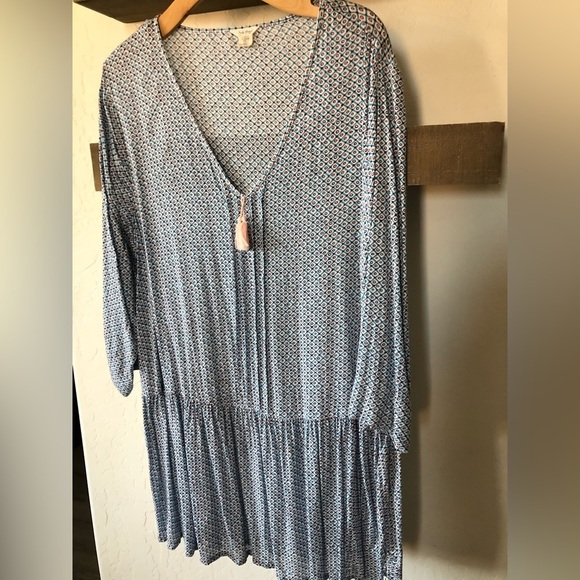 Lucky brand|Comfy pale blue geometric print long sleeve sleep shirt •••Large - Picture 6 of 10